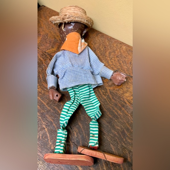 Antique Straw Hat Bandana Wearing Jigger Dancing Puppet Marionette Doll - Picture 9 of 16